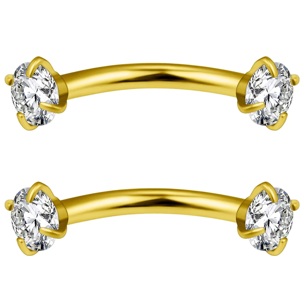 Ovxznts Eyebrow Piercing Jewelry Surgical Steel Internally Threaded Vertical Labret Lip Jewelry Curved Barbell Tiny Eyebrow Rings Ear Rook Small Belly Button Ring for Women Men 16g 10mm Goldtone