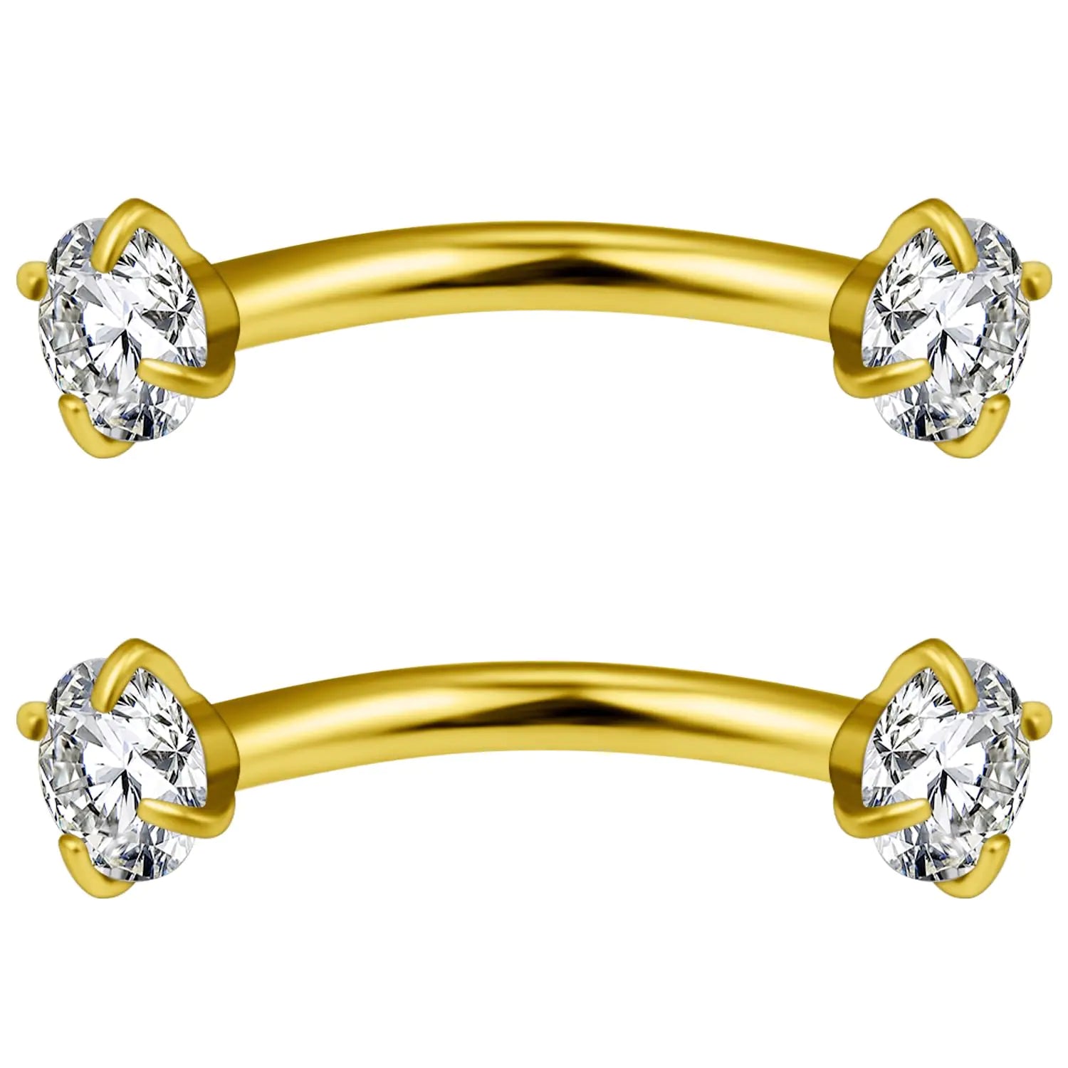 Ovxznts Eyebrow Piercing Jewelry Surgical Steel Internally Threaded Vertical Labret Lip Jewelry Curved Barbell Tiny Eyebrow Rings Ear Rook Small Belly Button Ring for Women Men 16g 10mm Goldtone